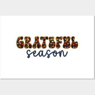 Grateful Season Autumn Fall Embroidered Style 3 Posters and Art